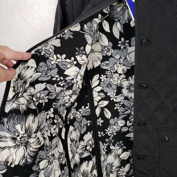 Susan Graver Black Lightweight Quilt Stitch Button Up Water Resistant Coat Sz M. - Picture 5 of 12